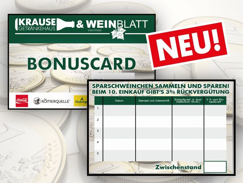 Mit der Bonuscard sparen sie 3% auf unsere Getränke in Gerasdorf.